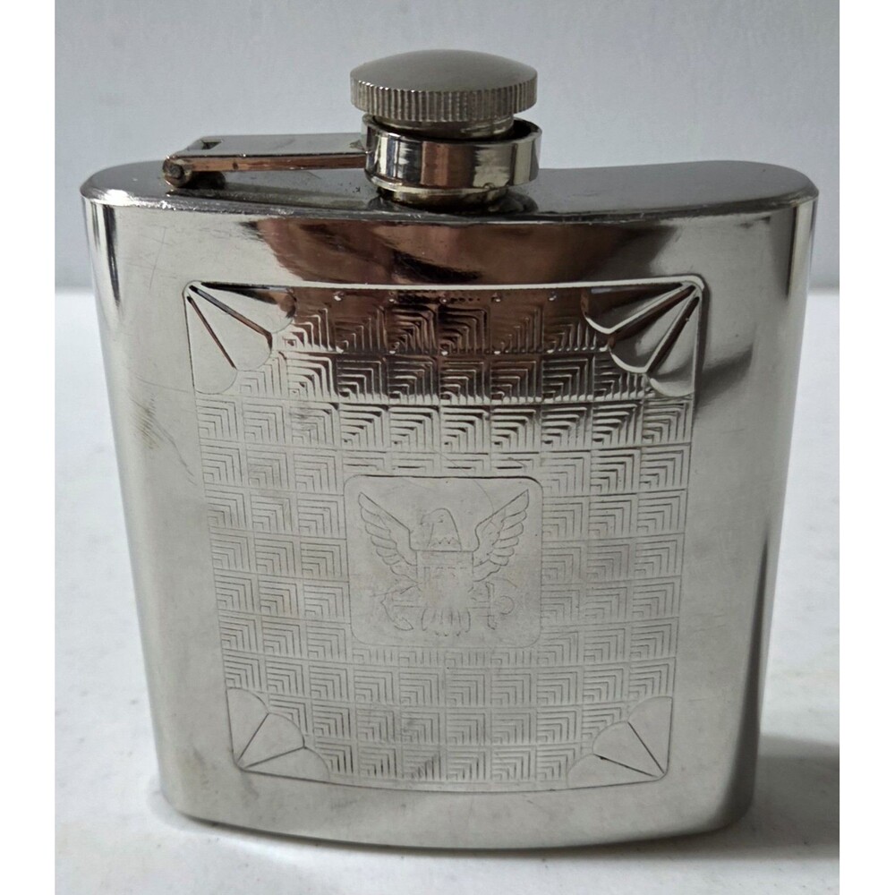 Vintage Stainless Steel 6 oz. Engraved Firebird Flask